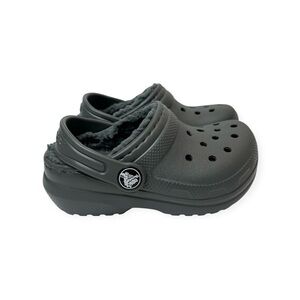 Crocs Kids Classic Lined Grey Mule Clogs Size C7 New
